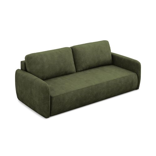 Canapé 3 Places Convertible Lilo En Tissu Chenille Olive