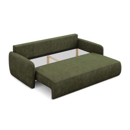 Canapé 3 Places Convertible Lilo En Tissu Chenille Olive