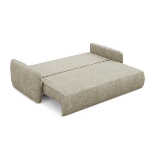 Canapé 3 Places Convertible Lilo En Tissu Chenille Beige