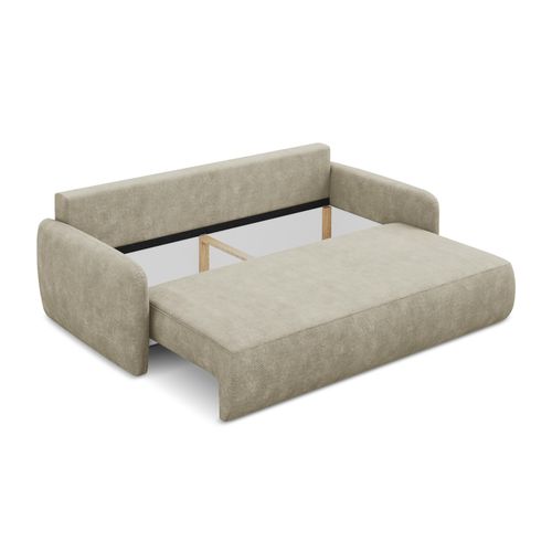 Canapé 3 Places Convertible Lilo En Tissu Chenille Beige