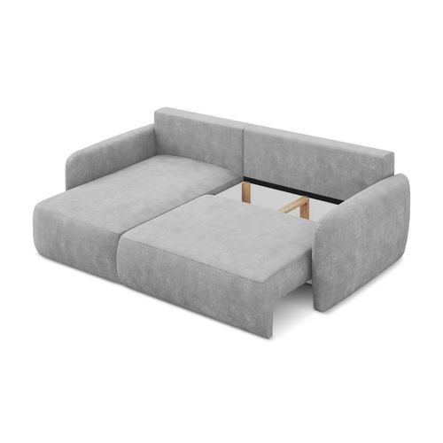 Canapé D’angle 2 Places Gauche Convertible Lilo En Tissu Chenille Gris Clair