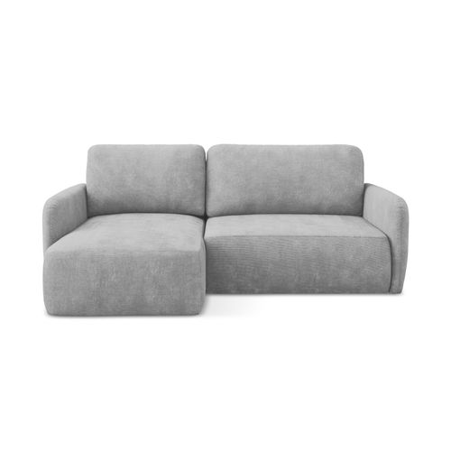 Canapé D’angle 2 Places Gauche Convertible Lilo En Tissu Chenille Gris Clair