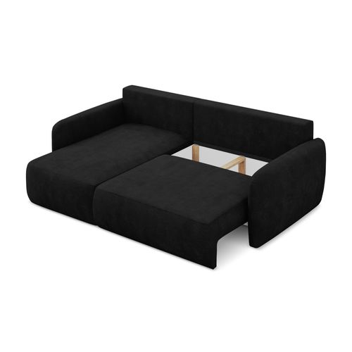 Canapé D’angle 2 Places Gauche Convertible Lilo En Tissu Chenille Noir