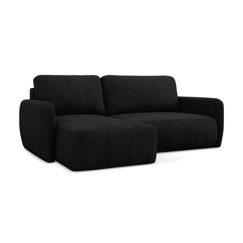 Canapé D’angle 2 Places Gauche Convertible Lilo En Tissu Chenille Noir