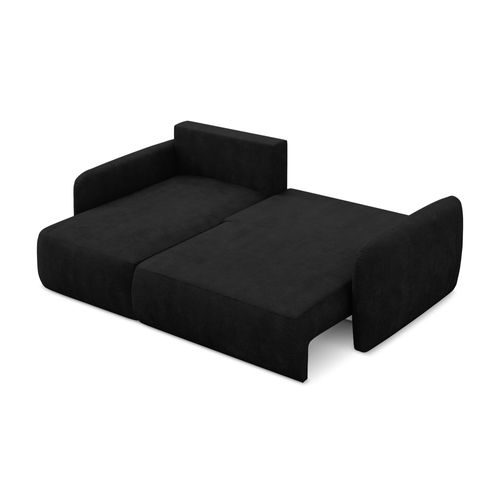 Canapé D’angle 2 Places Gauche Convertible Lilo En Tissu Chenille Noir