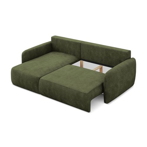 Canapé D’angle 2 Places Gauche Convertible Lilo En Tissu Chenille Olive