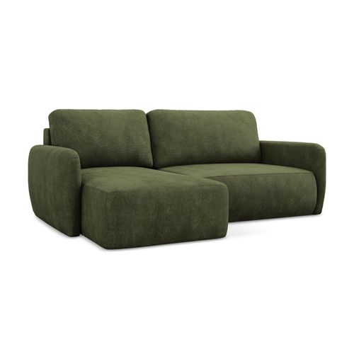 Canapé D’angle 2 Places Gauche Convertible Lilo En Tissu Chenille Olive
