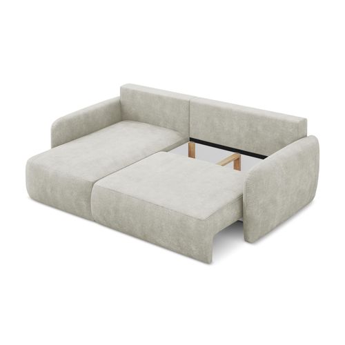 Canapé D’angle 2 Places Gauche Convertible Lilo En Tissu Chenille Perle