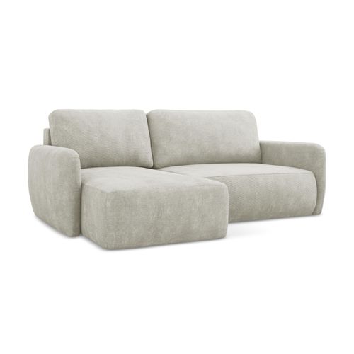 Canapé D’angle 2 Places Gauche Convertible Lilo En Tissu Chenille Perle