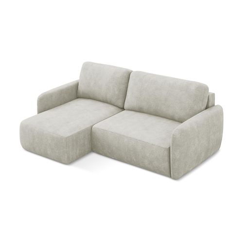 Canapé D’angle 2 Places Gauche Convertible Lilo En Tissu Chenille Perle