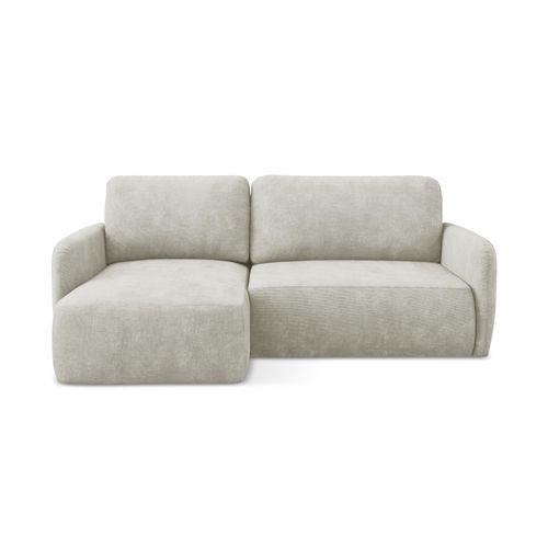 Canapé D’angle 2 Places Gauche Convertible Lilo En Tissu Chenille Perle