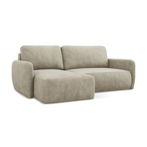 Canapé D’angle 2 Places Gauche Convertible Lilo En Tissu Chenille Beige