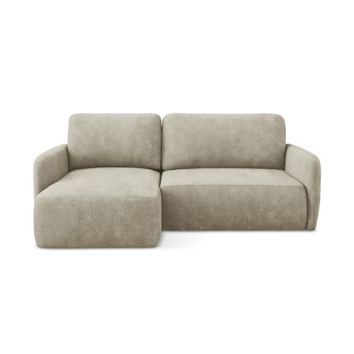 Canapé D’angle 2 Places Gauche Convertible Lilo En Tissu Chenille Beige