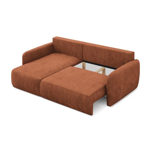 Canapé D’angle 2 Places Gauche Convertible Lilo En Tissu Chenille Terre Cuite