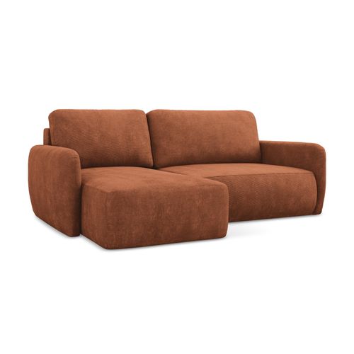 Canapé D’angle 2 Places Gauche Convertible Lilo En Tissu Chenille Terre Cuite