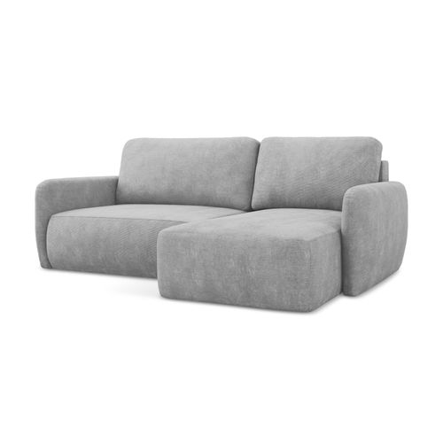 Canapé D'angle Droit Convertible Lilo En Tissu Chenille Gris Clair