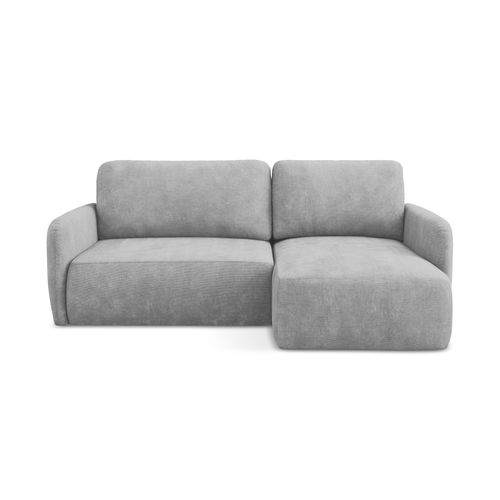 Canapé D'angle Droit Convertible Lilo En Tissu Chenille Gris Clair