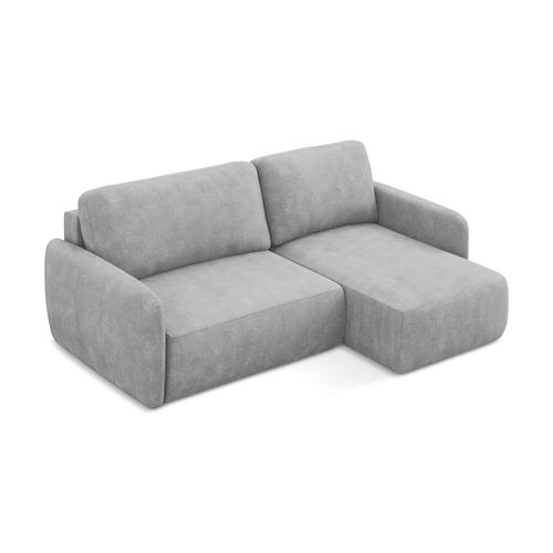 Canapé D'angle Droit Convertible Lilo En Tissu Chenille Gris Clair