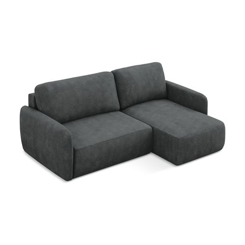 Canapé D'angle Droit Convertible Lilo En Tissu Chenille Gris Foncé