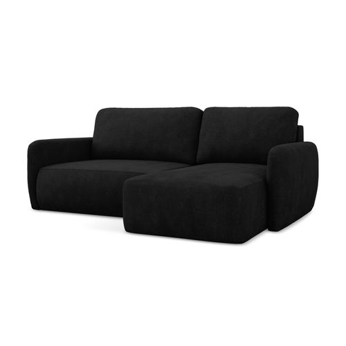 Canapé D'angle Droit Convertible Lilo En Tissu Chenille Noir