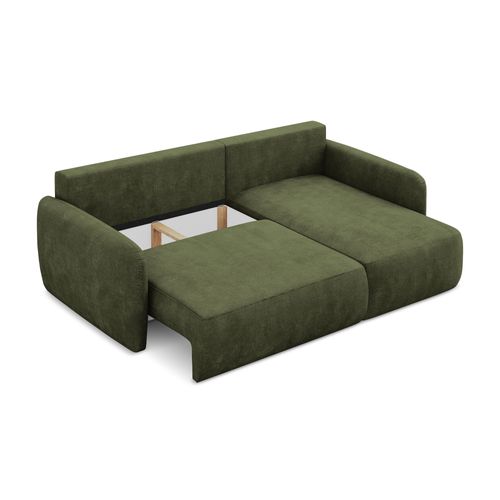 Canapé D'angle Droit Convertible Lilo En Tissu Chenille Olive