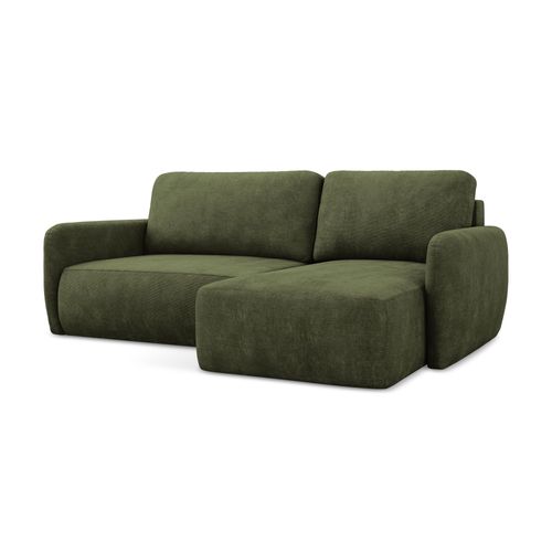 Canapé D'angle Droit Convertible Lilo En Tissu Chenille Olive