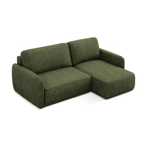 Canapé D'angle Droit Convertible Lilo En Tissu Chenille Olive