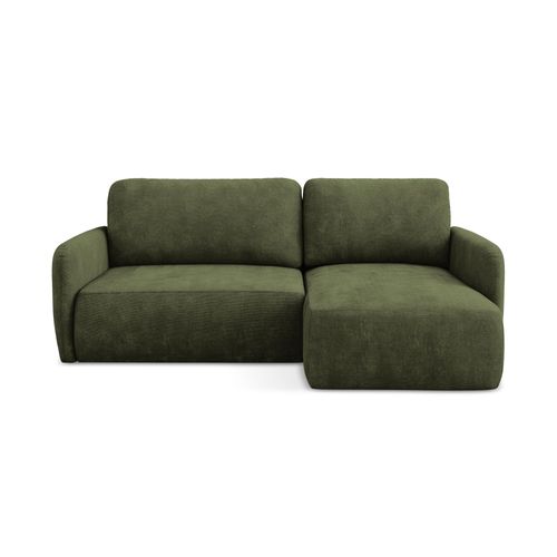 Canapé D'angle Droit Convertible Lilo En Tissu Chenille Olive