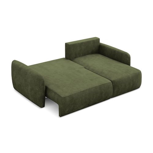 Canapé D'angle Droit Convertible Lilo En Tissu Chenille Olive