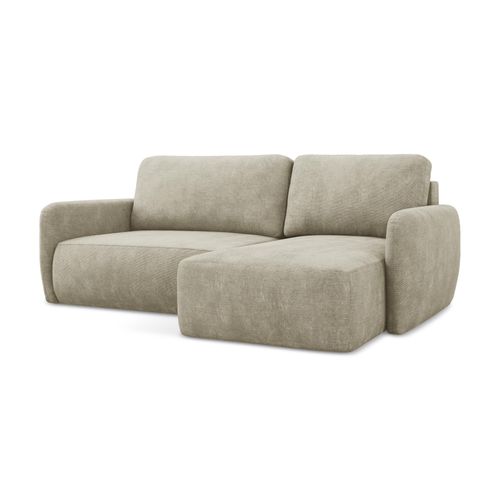 Canapé D'angle Droit Convertible Lilo En Tissu Chenille Beige