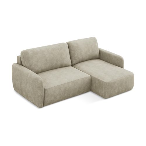 Canapé D'angle Droit Convertible Lilo En Tissu Chenille Beige