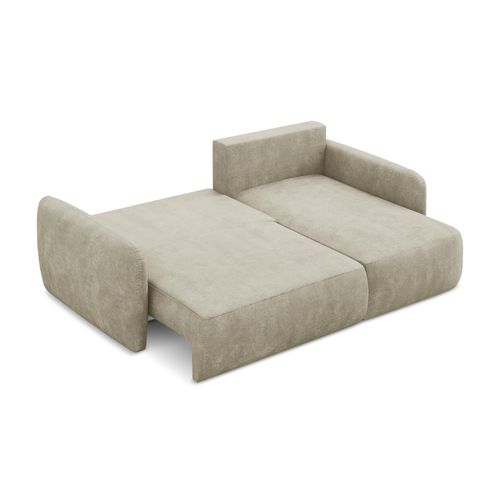 Canapé D'angle Droit Convertible Lilo En Tissu Chenille Beige