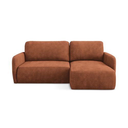 Canapé D'angle Droit Convertible Lilo En Tissu Chenille Terre Cuite