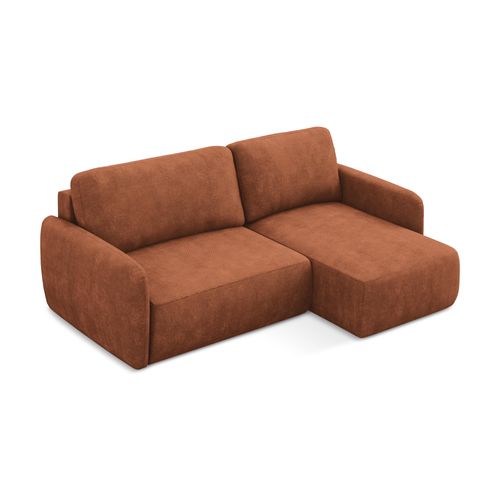 Canapé D'angle Droit Convertible Lilo En Tissu Chenille Terre Cuite