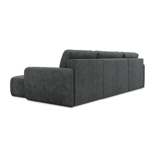 Canapé Panoramique 4 Places Convertible Lilo En Tissu Chenille Gris Foncé