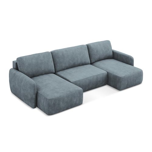 Canapé Panoramique 4 Places Convertible Lilo En Tissu Chenille Jeans