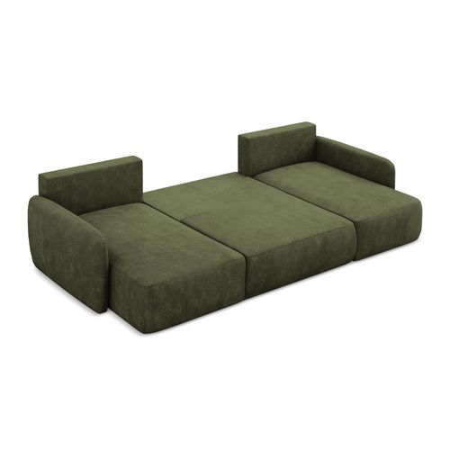 Canapé Panoramique 4 Places Convertible Lilo En Tissu Chenille Olive