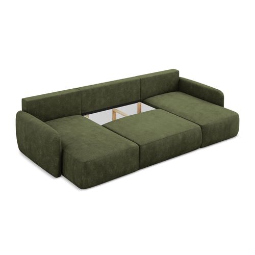 Canapé Panoramique 4 Places Convertible Lilo En Tissu Chenille Olive