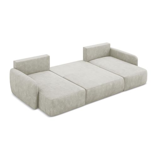 Canapé Panoramique 4 Places Convertible Lilo En Tissu Chenille Perle