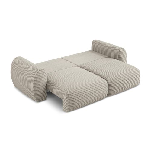 Canapé 3 Places Convertible Kini En Velours Côtelé Beige Foncé