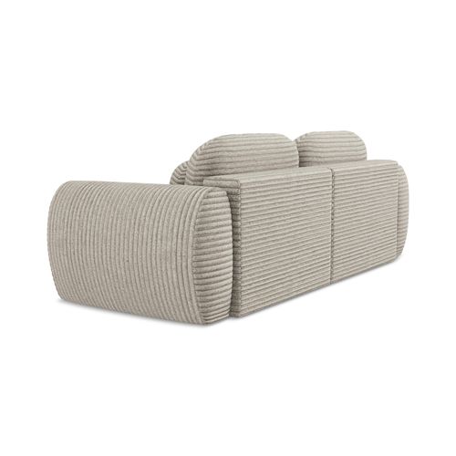 Canapé 3 Places Convertible Kini En Velours Côtelé Beige Foncé