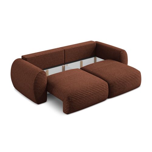 Canapé 3 Places Convertible Kini En Velours Côtelé Terre Cuite