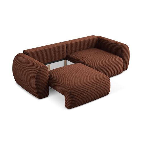 Canapé 3 Places Convertible Kini En Velours Côtelé Terre Cuite