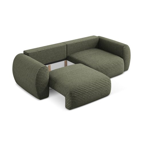 Canapé 3 Places Convertible Kini En Velours Côtelé Olive