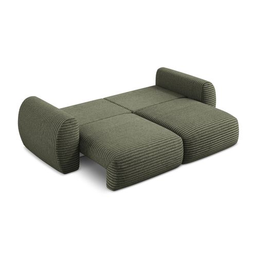Canapé 3 Places Convertible Kini En Velours Côtelé Olive