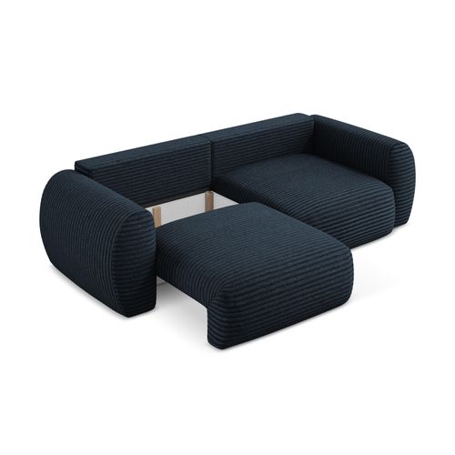 Canapé 3 Places Convertible Kini En Velours Côtelé Bleu Royal