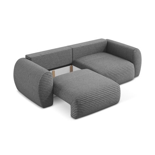 Canapé 3 Places Convertible Kini En Velours Côtelé Gris Foncé