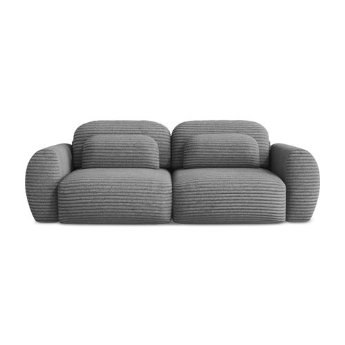 Canapé 3 Places Convertible Kini En Velours Côtelé Gris Foncé