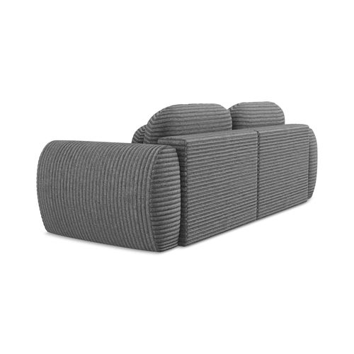 Canapé 3 Places Convertible Kini En Velours Côtelé Gris Foncé