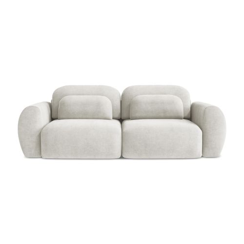 Canapé 3 Places Convertible Kini En Tissu Chenille Beige Clair